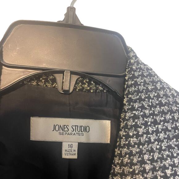 Jones Studio Separates Vintage Y2k Plus Size 16 Houndstooth 3 Button Blazer - Picture 5 of 11